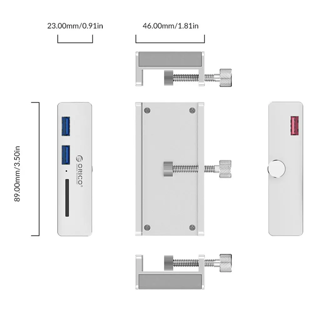 Зажим дизайн USB 3,0 концентратор с кардридером алюминиевая брошь-тип 3 порта Высокоскоростной сплиттер концентратор для настольного ноутбука