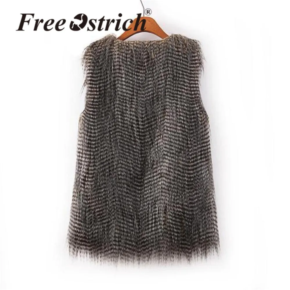 Free Ostrich Super Qulity Winter Women 2018 Lady Faux Fur Vest Sleeveless Coats Outerwear Jackets Waistcoat E0740