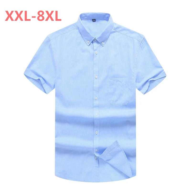 10XL 8XL Для мужчин S пуловер льняные рубашки короткий рукав Летняя дышащая Для мужчин S Качество Повседневное рубашки свободный крой твердого хлопковые рубашки Для мужчин