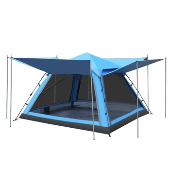 

3-4 People Double Layer Fishing Tent Anti-UV Rainproof Hiking Tent Automatic Pop Up Open Windbreak Camping Tent AA12058