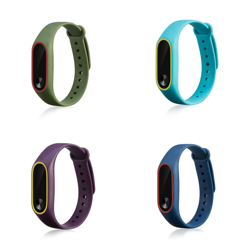 Двухцветный ремешок для Mi Band 2 аксессуары сменный силиконовый на запястье смарт