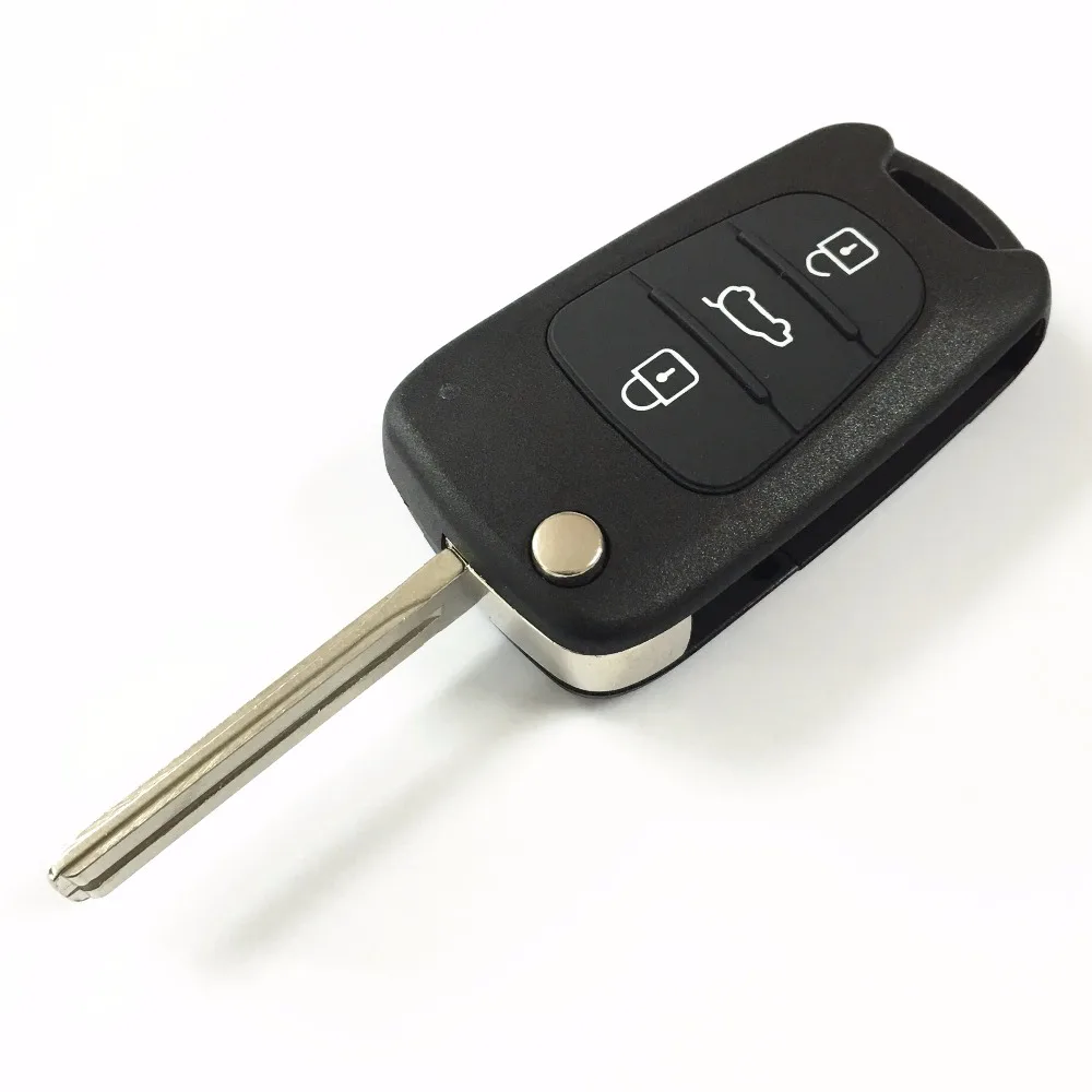 10pcs/lot Uncut Blade 3 Buttons Flip Remote Key Shell For Kia K2 K5