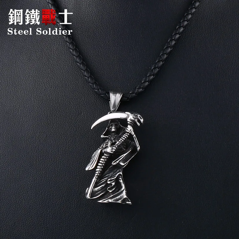 

Steel soldier devil skull necklace pendant stainless steel quality for men good detail titanium steel jewelry drop