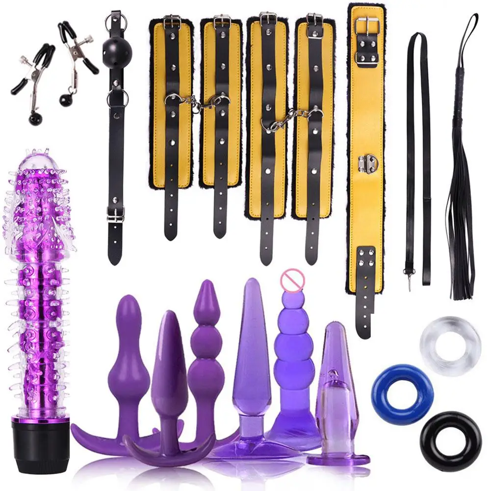  16PCS Set Sexy Plush Set Bundled Binding Set Pubg Nylon Leather Suit Sex Toys Adult Toys Sex Toys F