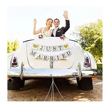 Just Married White Rustic Banner Wedding Table Decoration Bridal Shower Event Party Supplies Paper Letter Photo Props SHINY EYES