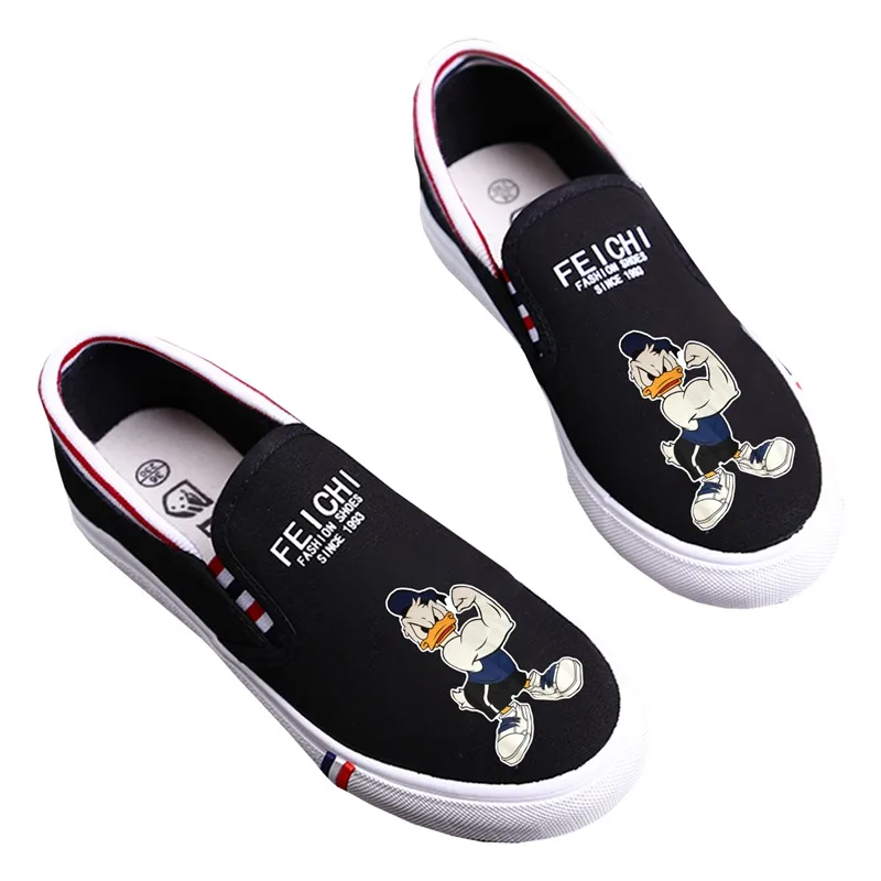 

Cute Mouse Duck Printed Cartoon Low Top Breathable Canvas Uppers Shoes Woman Student Customized Trendy Shoes Platforms A19516