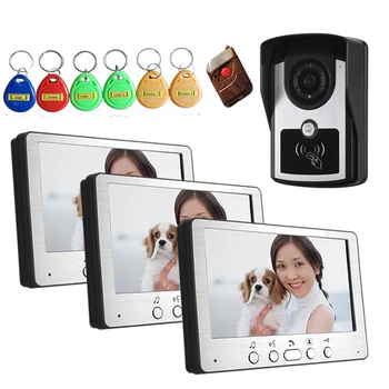 

YobangSecurity Home Security 7"Inch Monitor Wired Video Doorbell Door Phone Intercom RFID Access Control 1 Camera 3 Monitor KIT