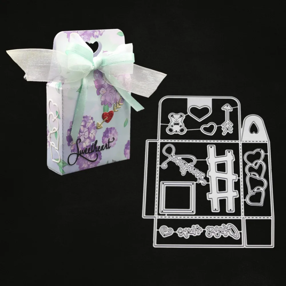 3D сердце конфеты подарочная коробка металлические режущие штампы трафареты для DIY штамп для скрапбукинга/фотоальбом декоративное тиснение DIY бумажные карты