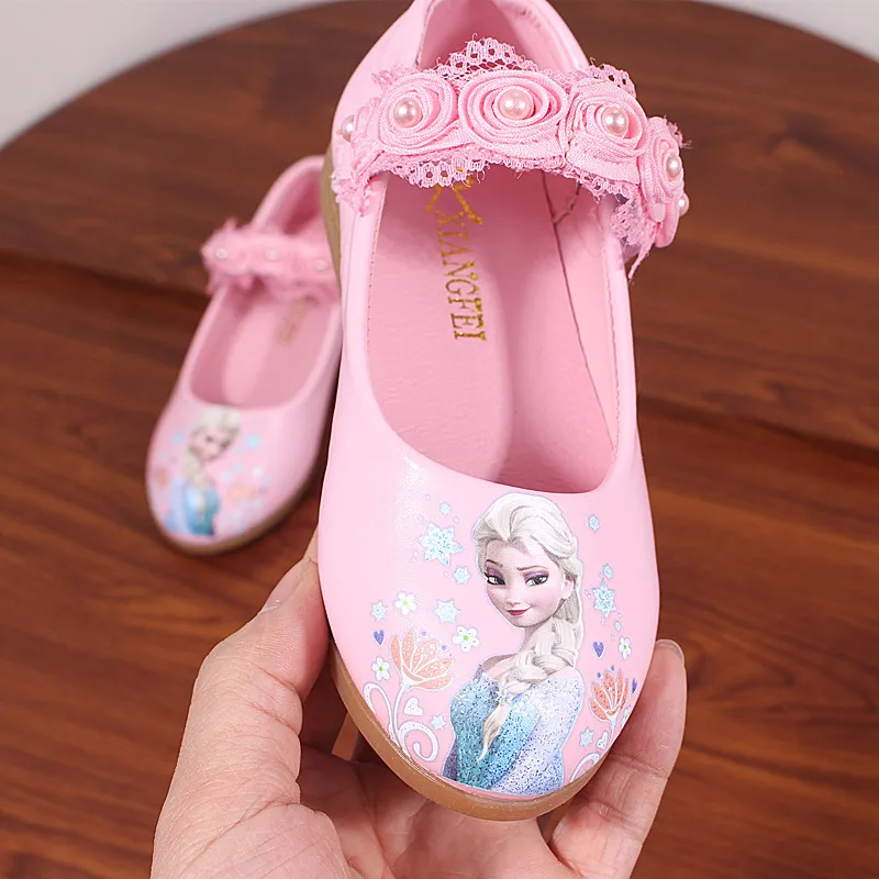 

Children Shoes Kids Girls Fashion Princess Spring Cute Elsa Sandals Chaussure Enfants flower lace Flat Party Elsa Shoes