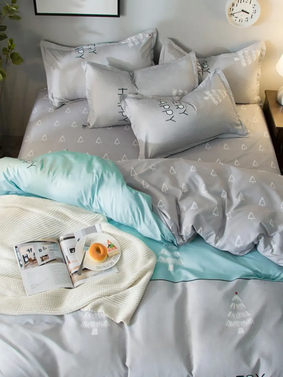 

3/4 Pcs Bedclothes Set Modern Style Simple Lovely Pattern Duvet Cover Set