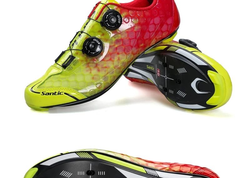 Santic ультралегкий, дорожный Для мужчин велосипедная обувь Велоспорт 10 Класс углеродного волокна Спортивные Гонки обувь дышащая самофиксирующаяся велосипедная обувь