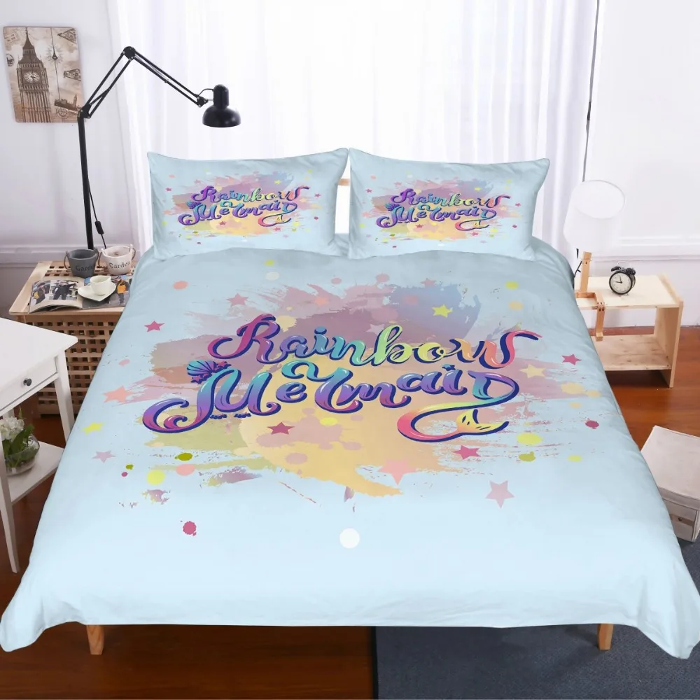 Cartoon Rainbow Kids Microfiber Bedding Set Duvet Cover Set Animals 3D Print Bed Linen Set Pillowcase Twin Full Queen Bedclothes