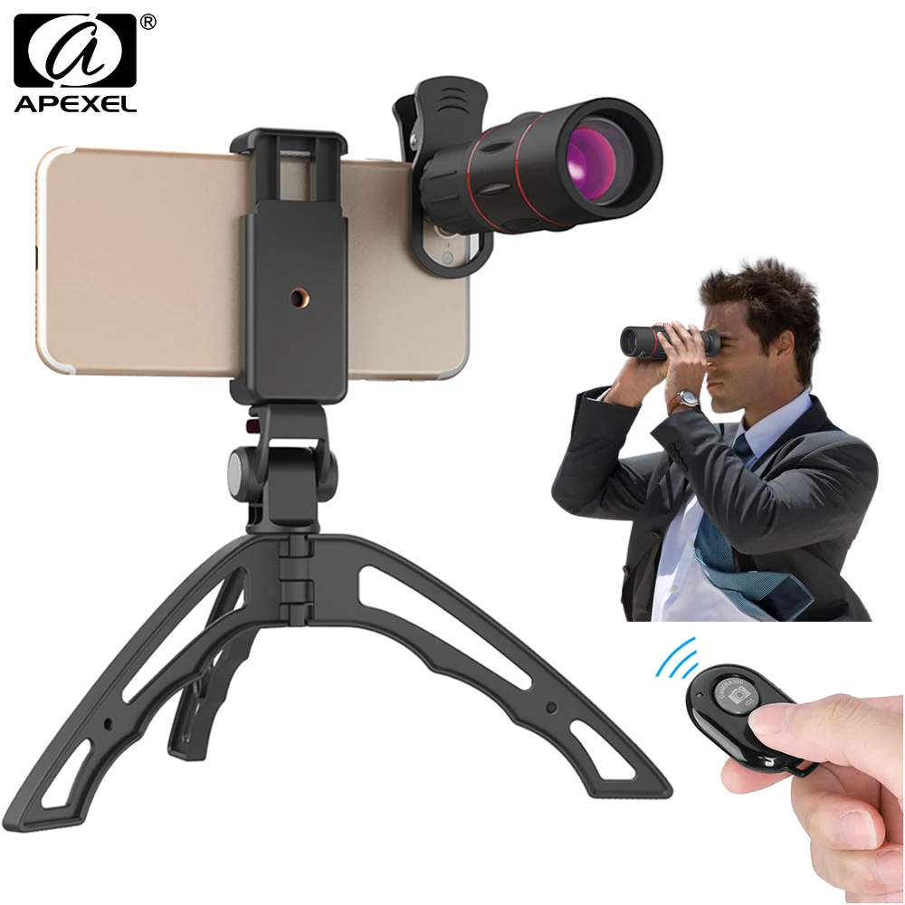 

Apexel phone camera lens 18X Zoom Telescope lens Monocular with tripod remote shutter For iPhone x 7 8 Samsung s9 s8 plus xiaomi