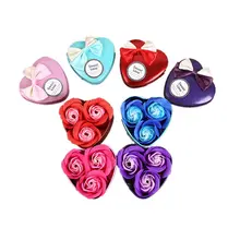 Металлическая коробка в форме сердца, свадебный подарок, мыло в виде цветка розы с 3 цветами, мультяшный букет, мыло, цветок, подарок на день Святого Валентина