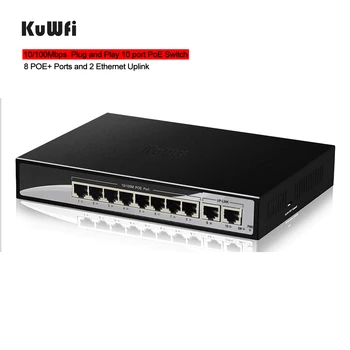 

10Ports Plug and Play PoE Switch 100Mbps Ethernet Network Switch 8 POE Ports&2Uplink Ethernet for IP Cameras With 48V Adapter