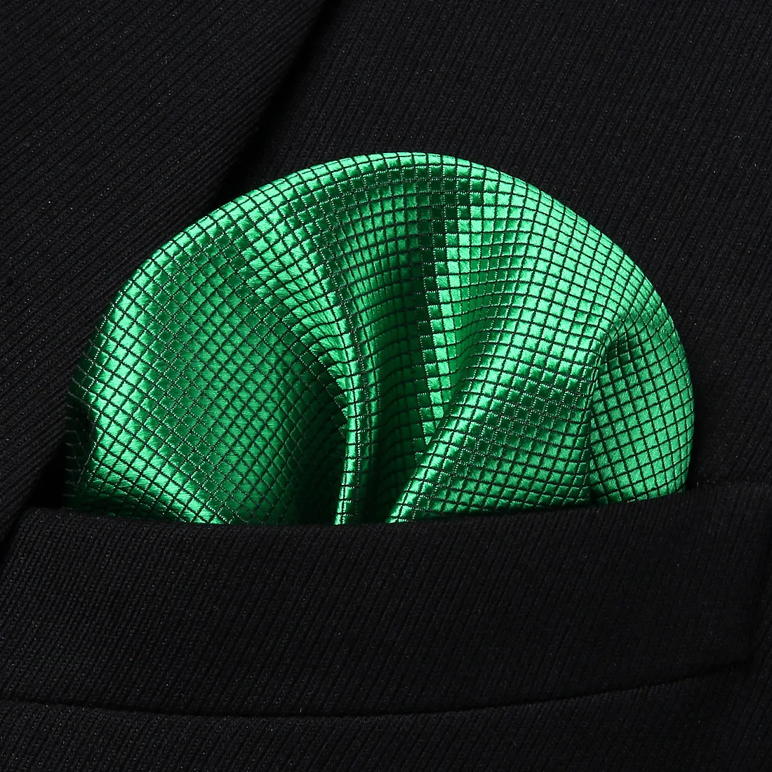 HL1002M Green Houndstooth Men Silk Party Handkerchief Pocket Square