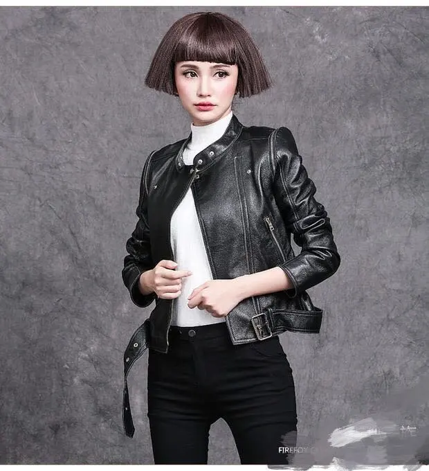 

2017 Autumn Winter Fashion Motorcycle Faux Leather Coat Women Slim Zippers Long Sleeves Detachable with Belt PU Jacket Vest