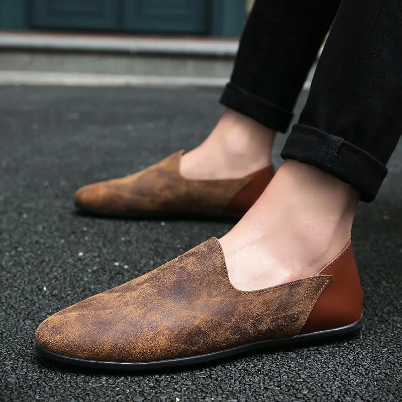 

CPI Comfortable Soft Suede Men Loafers Cow Genuine Leather Fashion Brand Mens Flats Driving Shoes Plus Size 46 47 48 XP-18