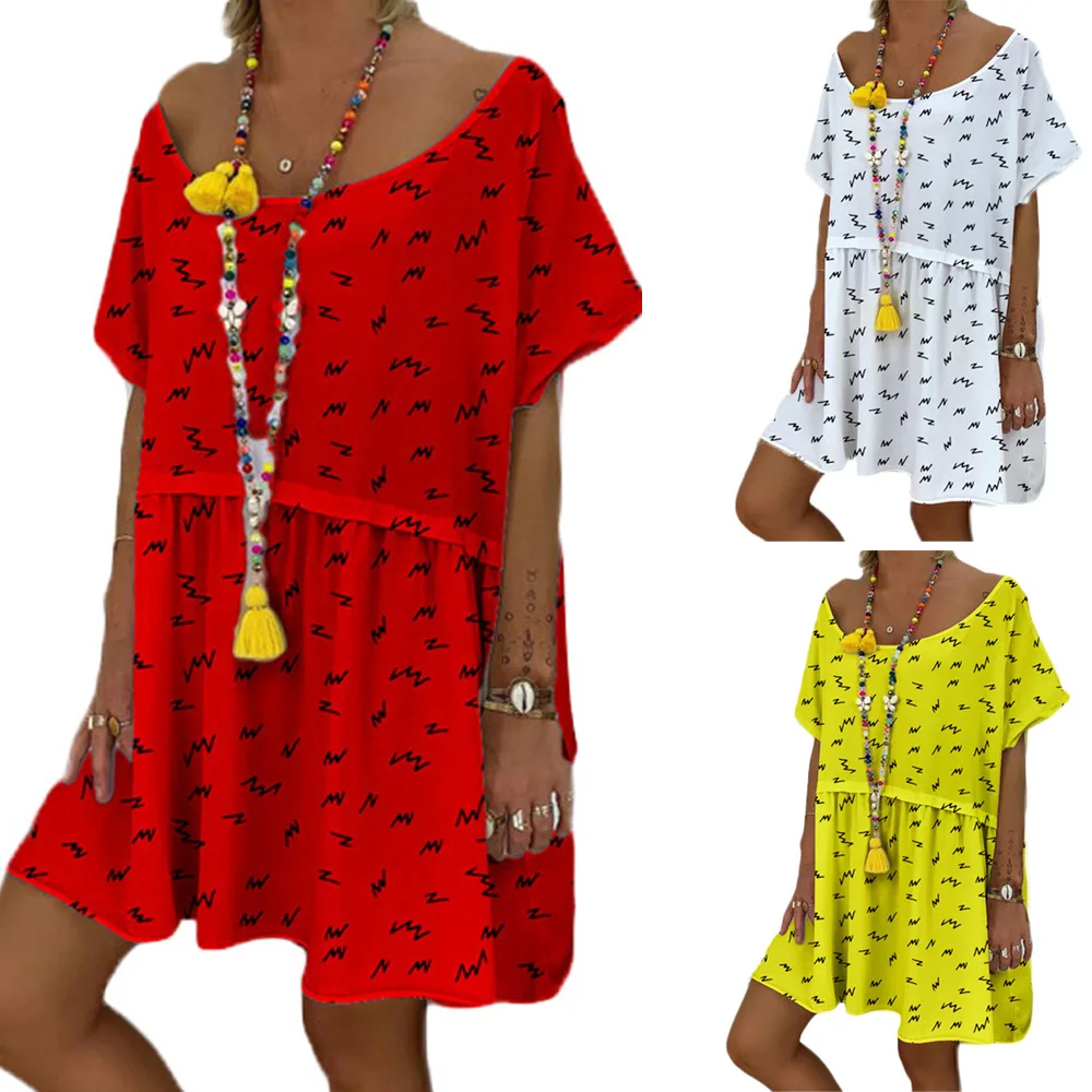 Женское летнее пляжное платье с принтом Boho, модные вечерние свободные сарафаны, повседневные праздничные платья с круглым вырезом
