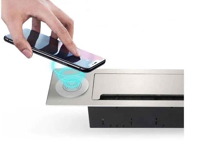 2018 Furniture table socket / Short Brush multimedia tabletop socket With Wireless charging ,add USA/UK/AU/EU/universal power 