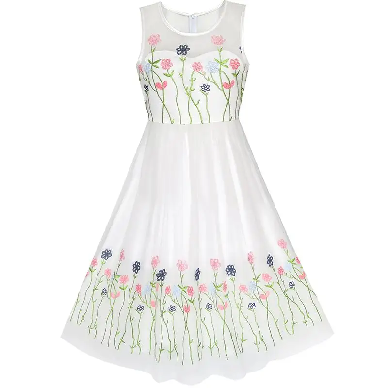 Sunny Fashion Flower Girls Dress Embroidery Floral Pageant Bridesmaid Party 2018 Summer Princess Wedding Dresses Size 7-14 Gowns Sunny Fashion Flower Girls Dress Embroidery Floral Pageant Bridesmaid Party 2018 Summer Princess Wedding Dresses Size 7-14 Gowns