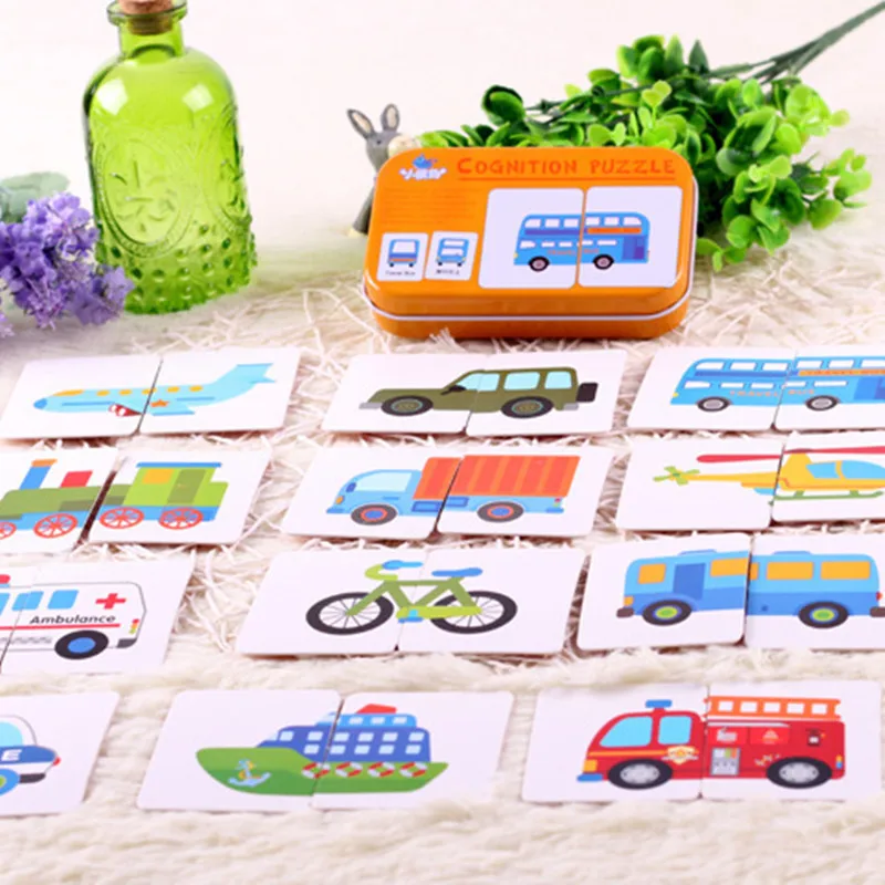 

New Arrival Baby Toys Infant Early Head Start Training Puzzle Cognitive Card Vehicl/Fruit/Animal/Life Set Pair Puzzle Baby Gift