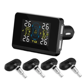 

U906C-NF+ Wireless TPMS Tire Pressure Alarm System Built-in 4 Replaceable Sensors LCD Display Vehicle Battery Power Monitor