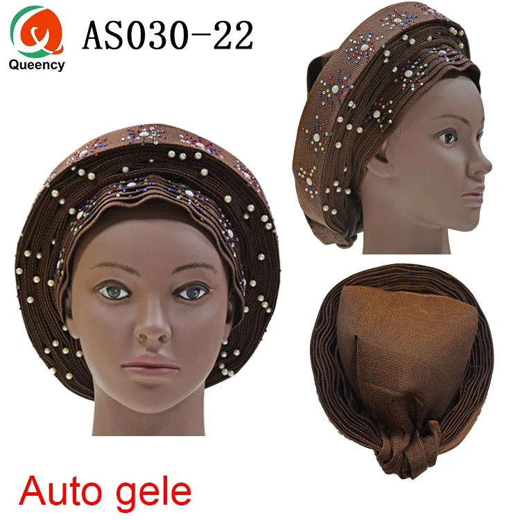 Queency африканские готовые дамы Aso oke материал авто-геле Headtie многоцветные доступны DHL AS030 - Цвет: coffee