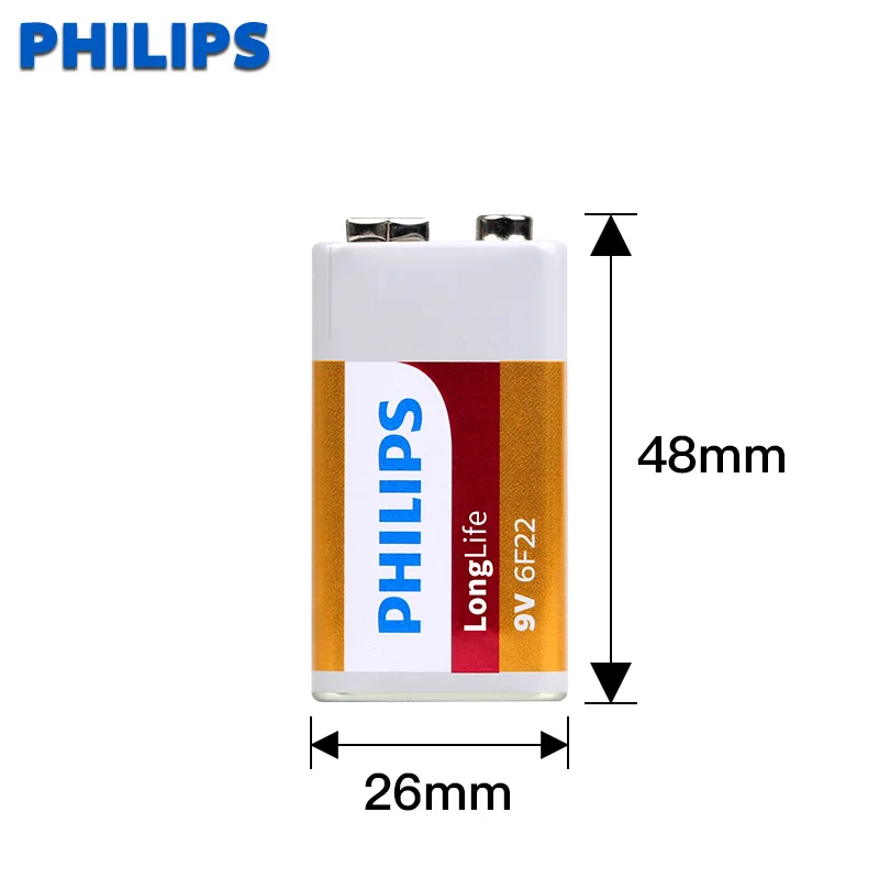 2 шт. сверхмощные сухие аккумуляторы philips PP3 6F22 6LR61 MN1604 9 В не перезаряжаемые для