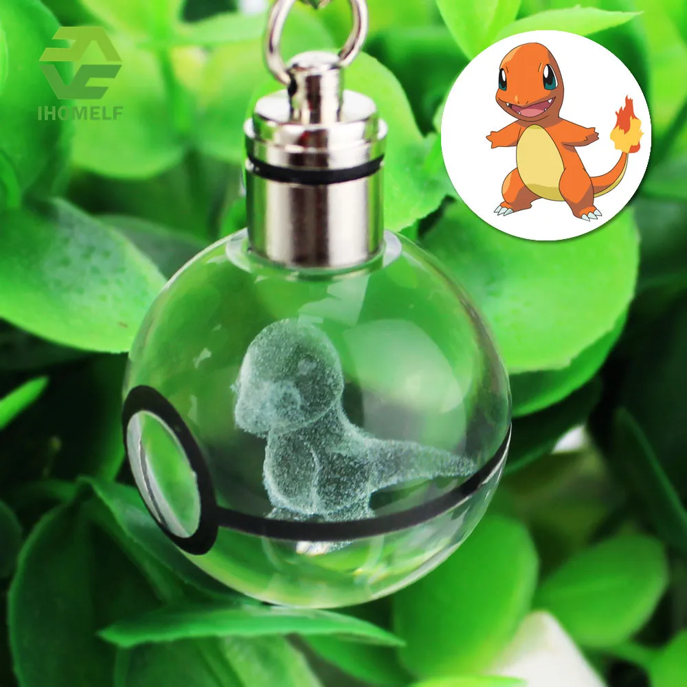 Горячая Charmander Eevee 3D гравировка стеклянный шар лампа Pokemon Go Новинка светильник светодиодный брелок красочный кулон детский подарок