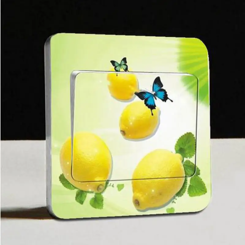 Koop 1 stks Verse Oranje Fruit Schakelaar Sticker Lichtschakelaar Stickers Verwijderbare Muursticker Voor Woonkamer Grens Tegels Voor Badkamers