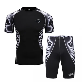 

2017 codylundin mens tracksuit men's sets for biking short sleeve skulls shirts+3d printing tights pants size M-2XL