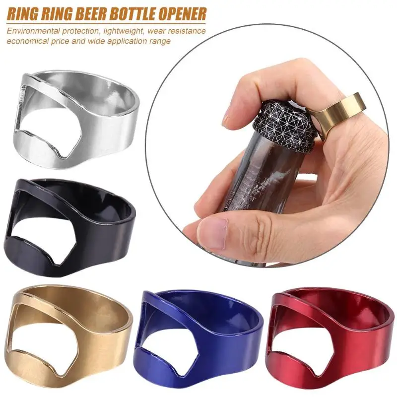 

1pc Beer Bottle Opener Stainless Steel Finger Ring Shape Beer Bottle Opening Tools Multi-function Kitchen Accessaries