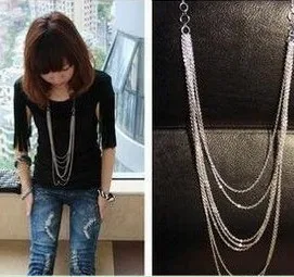 

Multilayer Necklace Mixed with Long Long Liusu Neckland Sweater Learn Punk Elf Yaoi De Choker Hip Hop Kare Jewelry Spade Unisex