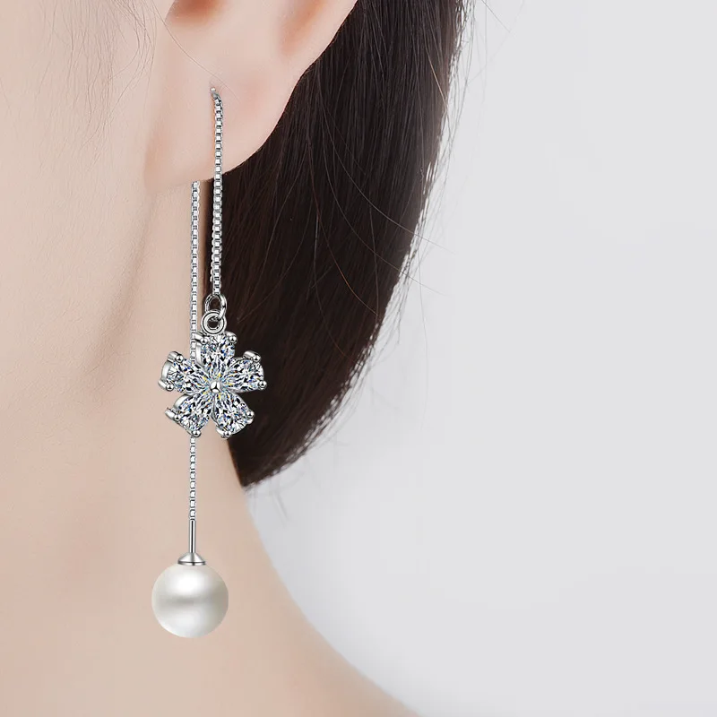 flower pearls dangle earrings jewelry (2)