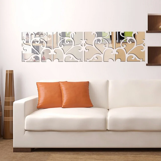 4pcs/set 3D mirror wall stickers Acrylic mural BIG sticker Home Decor