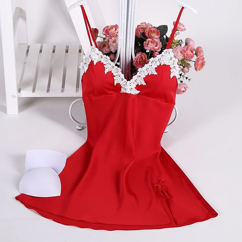 Red silk like nighgown suits (2)