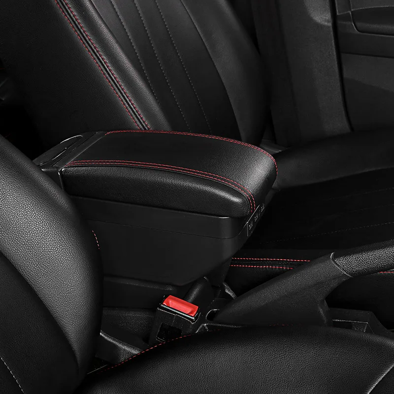 Для Toyota Vitz Jewela 2011 модель подлокотник коробка с usb зарядная Пепельница держатель чашки вращающийся центр консоль коробка для хранения - Название цвета: C Style Black Red
