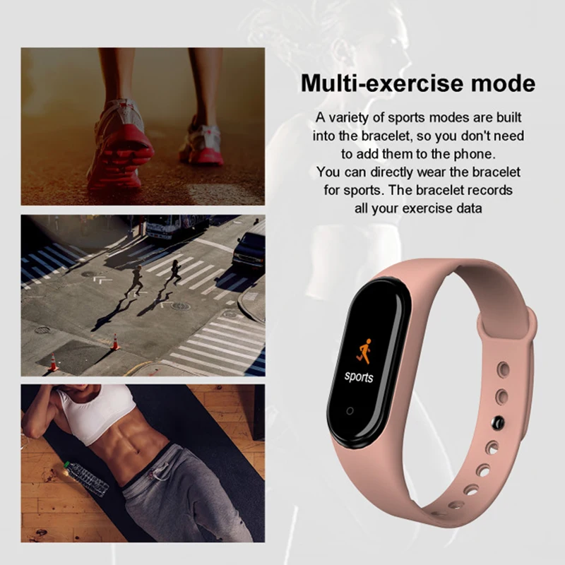 2019 New Bluetooth5.0 Smart Band M4 Color Screen Swimming Waterproof Bracelet Heart Rate Fitness Sport Running PK Mi Band 4