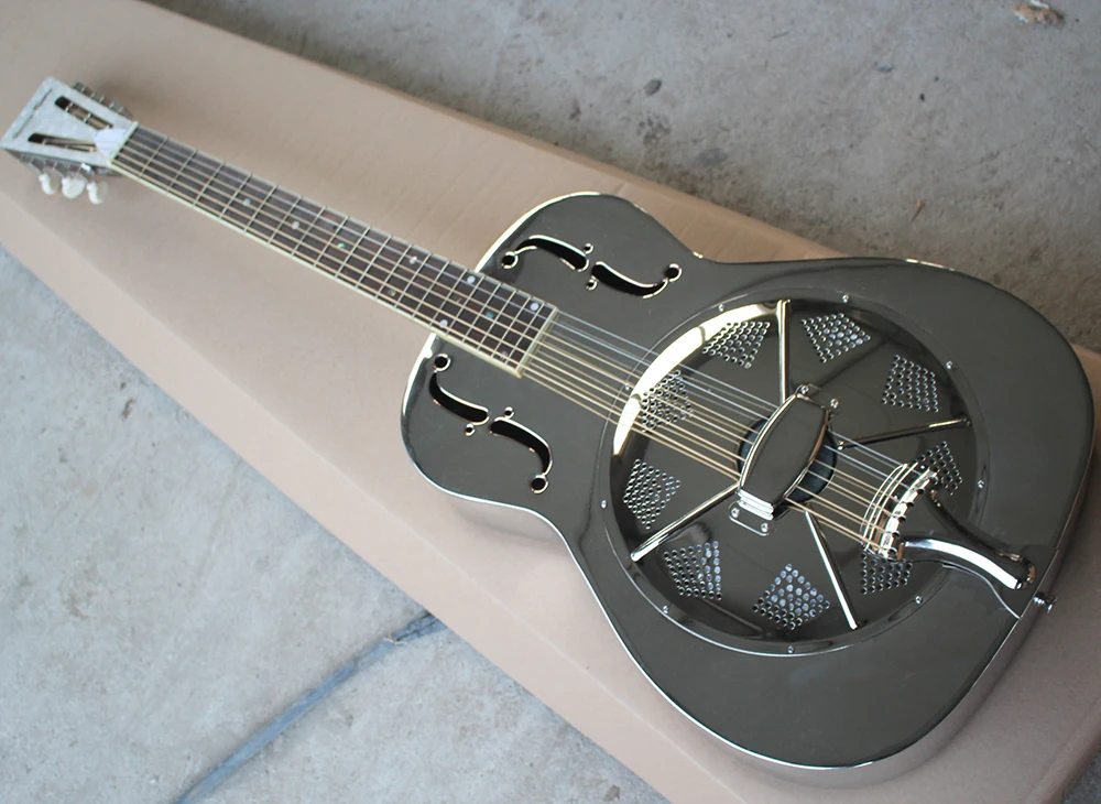 

New arrival Tri-cone three-resonator electric guitar with special tuners,Rosewood fretboard with abalone inlay,Chrome hardwares