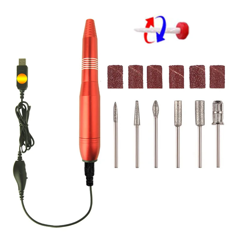 

1 Set 6 Bits Electric Nail Drill Machine 2 Way Rotate Manicure Pedicure Machine Nail Gel Polish Cuticle Cutter 20000RPM Pen New