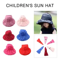 Новая мода Девочка шляпа солнца складной для Шапки для девочек Icepeak Кепки детей УФ-Защита от солнца летом Кепки дети пляж Открытый Кепки s