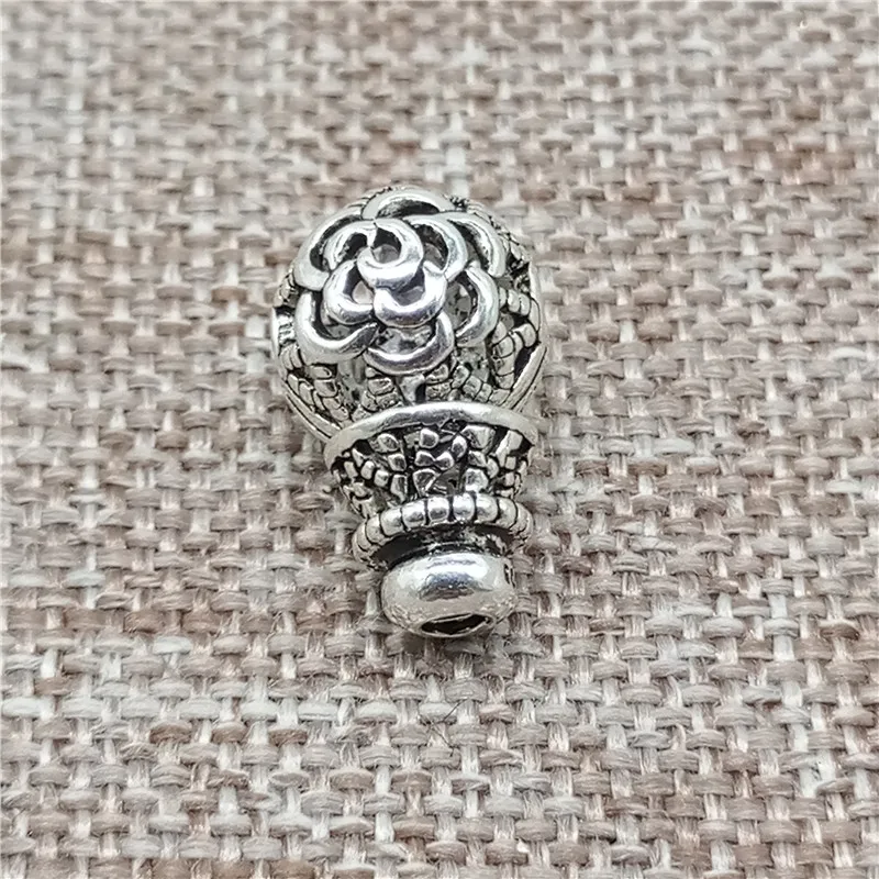 925 пробы серебряные розы цветок Mala Beads 3 отверстия Guru разделители для