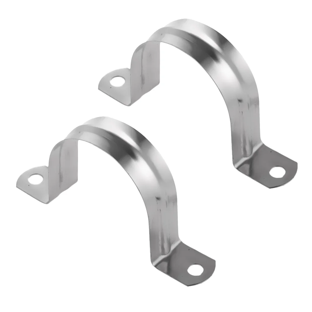 2x 80mm Height Stainless Steel U Shaped Pipe Tube Wire Cable Clamps Clips