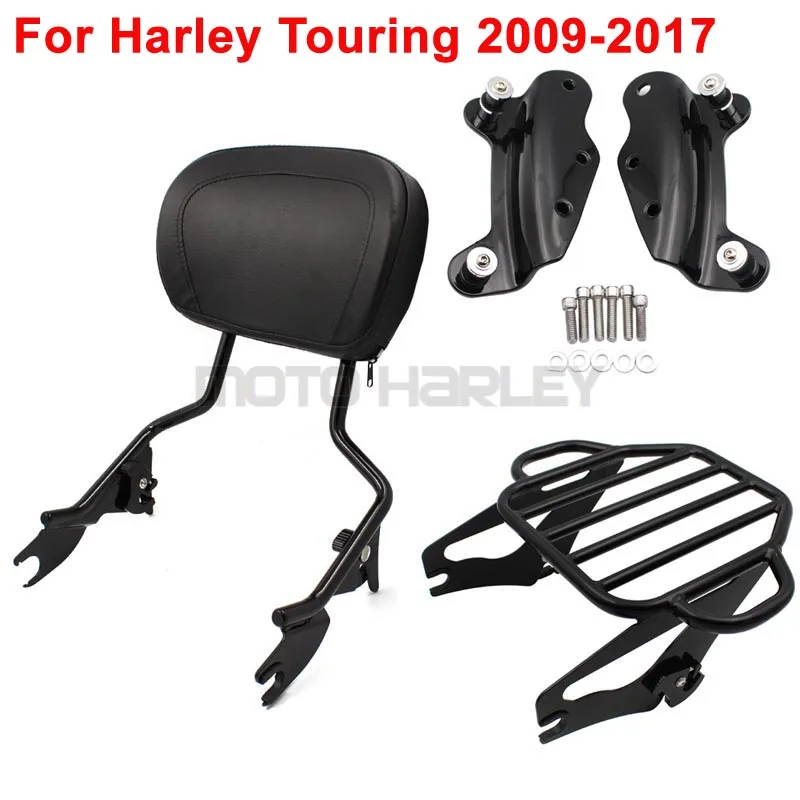 

Motorcycle Adjustable Backrest Sissy Bar Stealth Luggage Rack For Harley Touring Road King Street Glide FLHR 2009 - 2017 2018