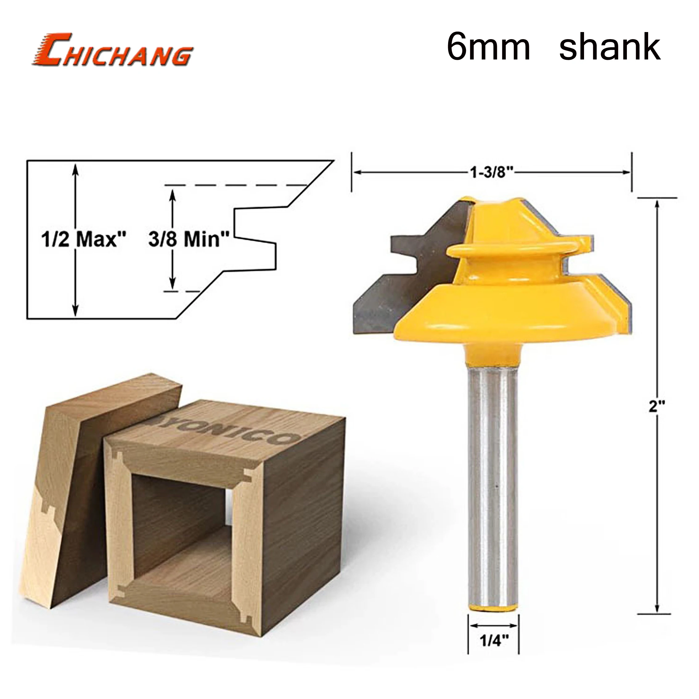 

1pc 1/4" Shank Router Bits For Wood 45 And 90 Degree Corner Splicing Combination CNC Cutter Woodworking Tool