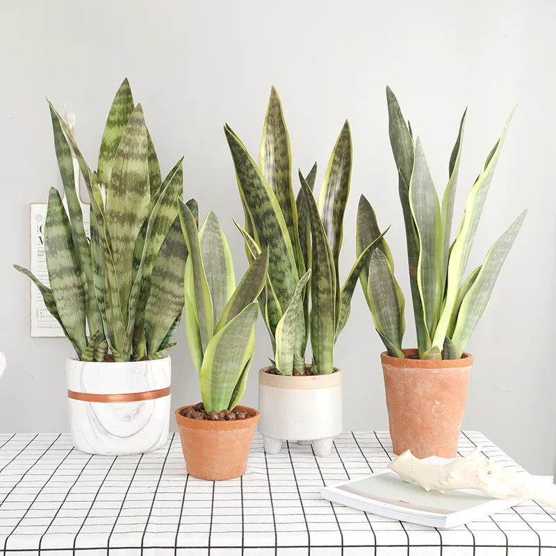 

3pcs/lot Artificial Plants Sansevieria Branch For Bonsai Decoration Fake Plastic Tiger Piran Leaves Plants Home Garden Decors