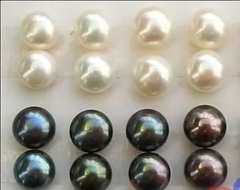 

Hot sale Free Shipping 8PCS >>>>WHOLESALE luxury 8 PAIRS OF 10-11MM tahitian WHITE BLACK PEARL 14 EARRING A