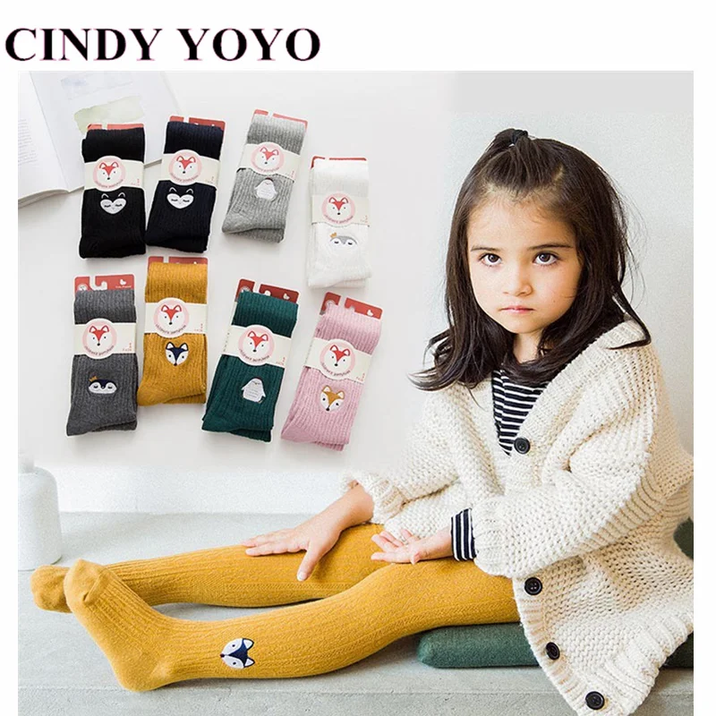

2019 New Children Spring/Autumn Tights Cotton Baby Girls Pantyhose Stocking Kids Infant Fox Knitted Collant Tights Soft Clothing