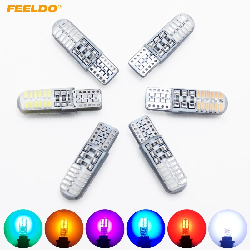 

5Pcs Car T10 194 168 W5W 3014 Chip 24SMD Silica Car 24LED Door License LED Light Bulb Wedge Light 6-Color #FD-4465